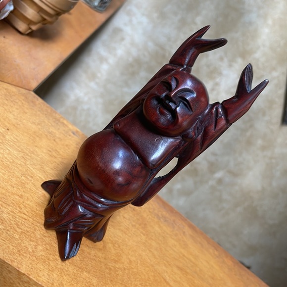 Good Luck Hand Crafted Wooden Big Belly Buddha - Picture 10 of 13